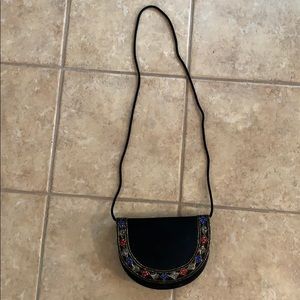 Funky Vintage Black Beaded Clutch